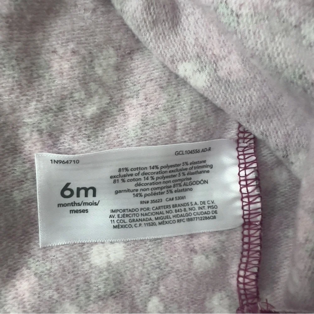 Carter’s Baby Girl Infant Floral Fleece Long Sleeve Dress Size 6 months